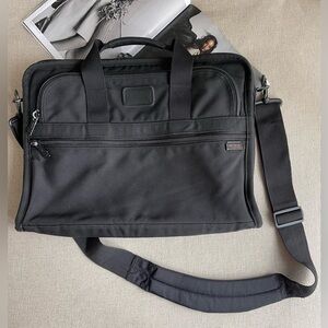 Tumi® Alpha 3 Portfolio Nylon Ballistic Messenger / Laptop Shoulder Bag In Black